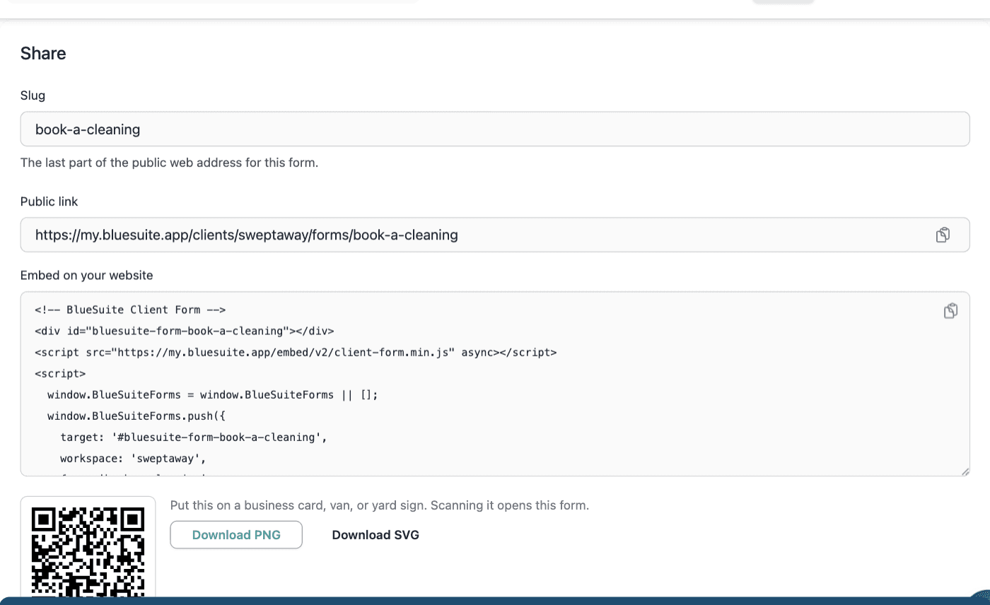 Embed Snippet and Public Link