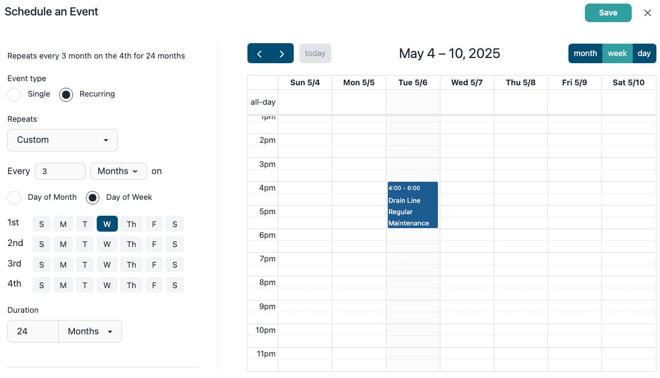 Recurring job schedule