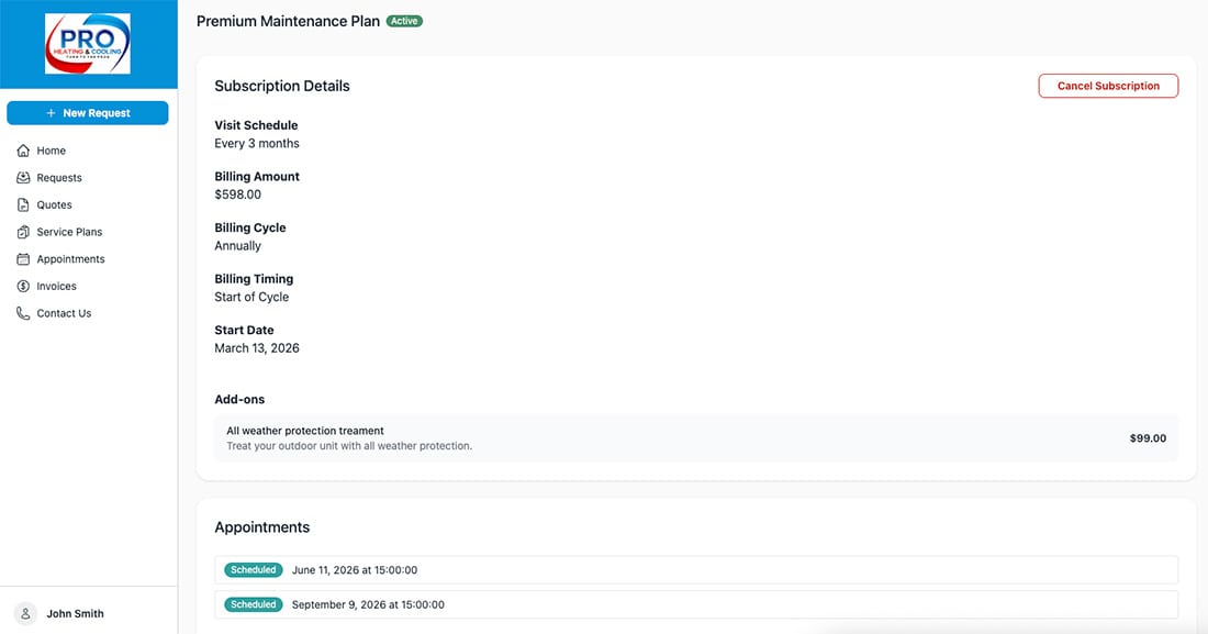 Portal Subscription Management