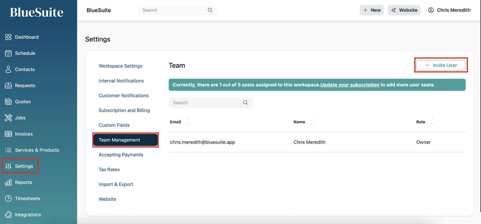 Inviting Users to Your Workspace in BlueSuite - BlueSuite